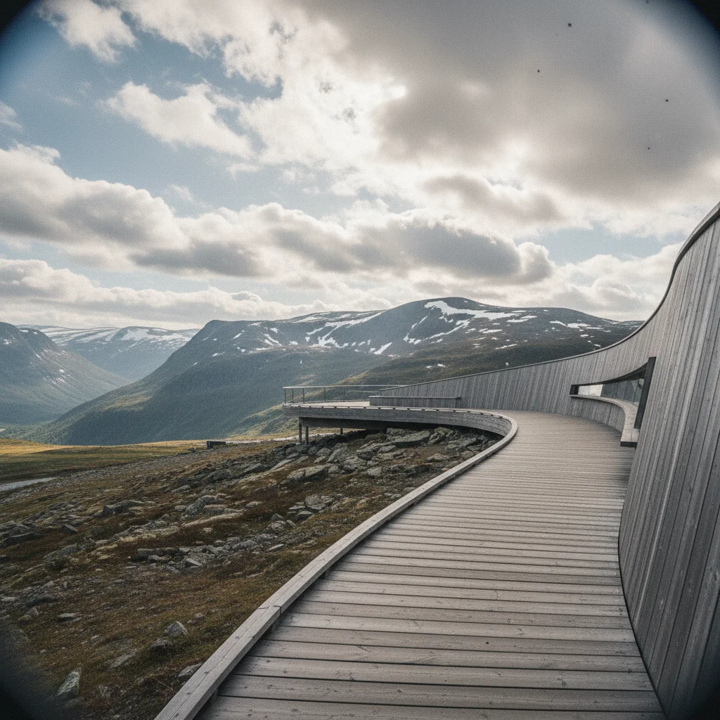 Der architektonische Aussichtspunkt Viewpoint Snøhetta im Dovrefjell