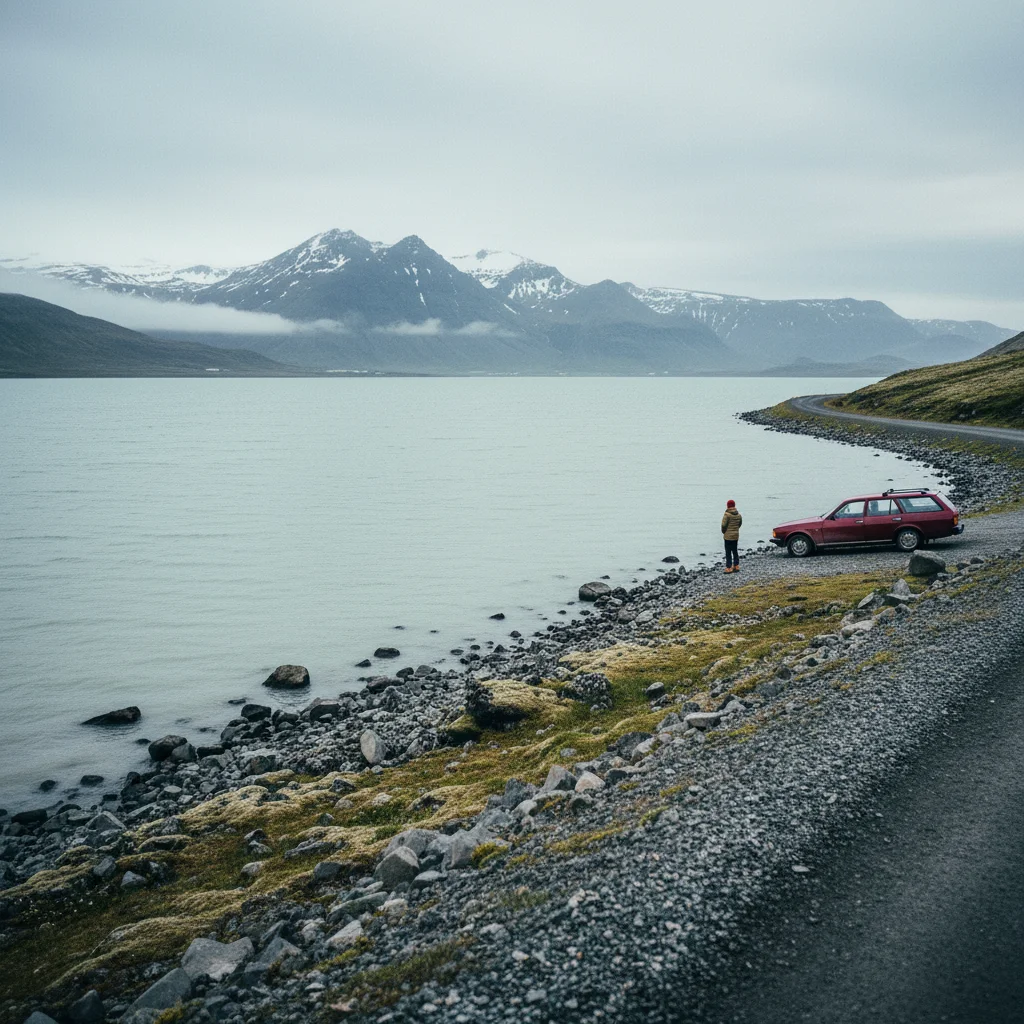 Der See Lagarfljót bei Egilsstaðir mit trübem Gletscherwasser
