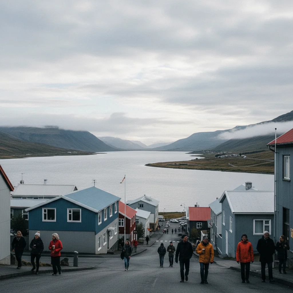 Egilsstaðir Ortszentrum mit Blick auf den Lagarfljót