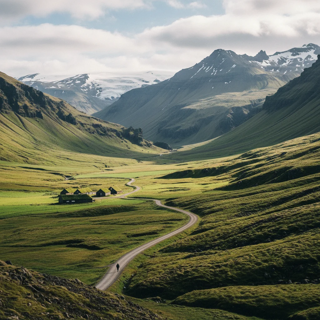Landschaft bei Egilsstaðir mit Bergen und grünen Tälern