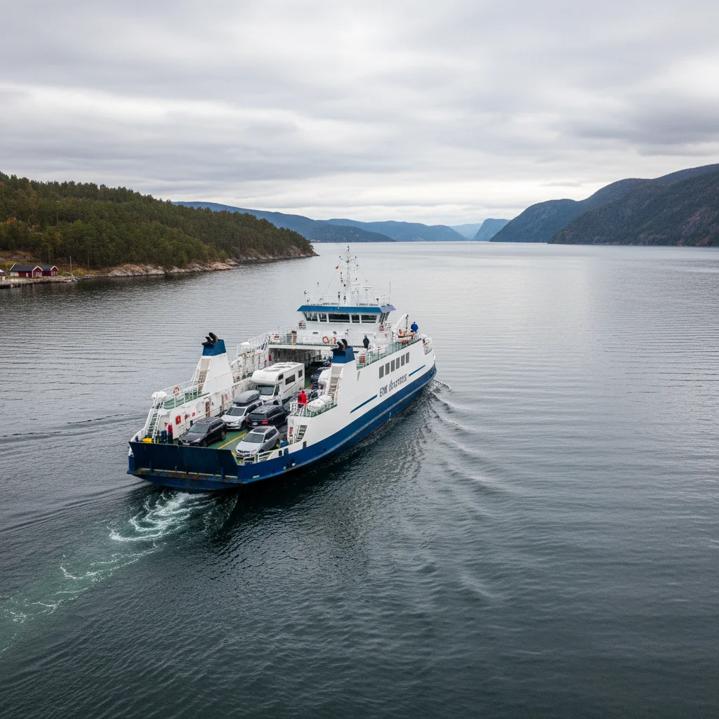 Fähre legt in norwegischem Hafen an