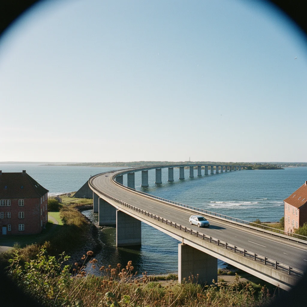 Die Öresundbrücke zwischen Dänemark und Schweden bei Sonnenuntergang