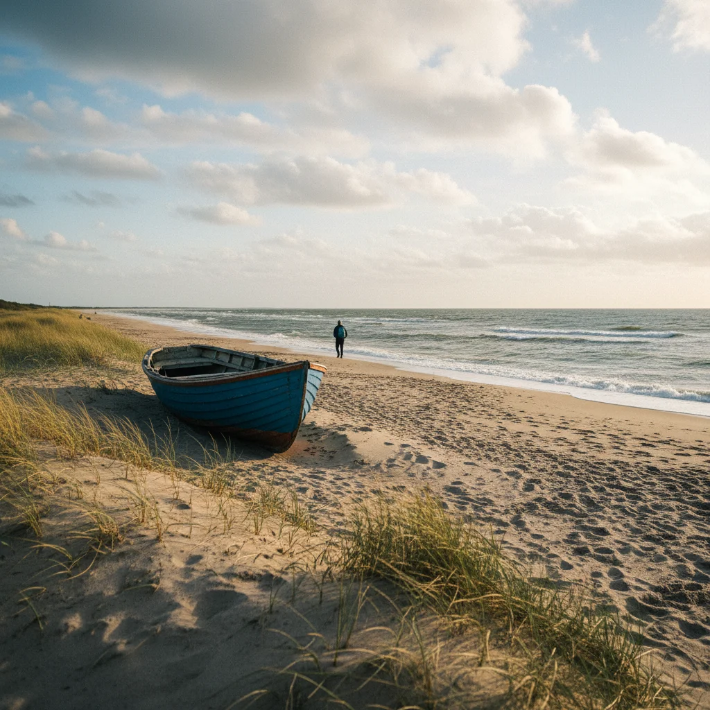 Einsamer Strand auf der autofreien Insel Endelave im Kattegat
