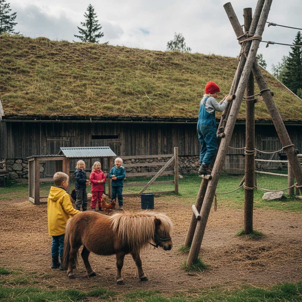 Kinder bei Aktivitäten auf einem Erlebnisbauernhof