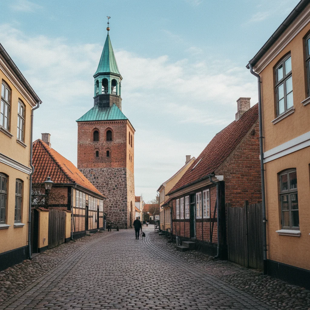 Der mittelalterliche Klokketårnet in Faaborg, Wahrzeichen der Stadt