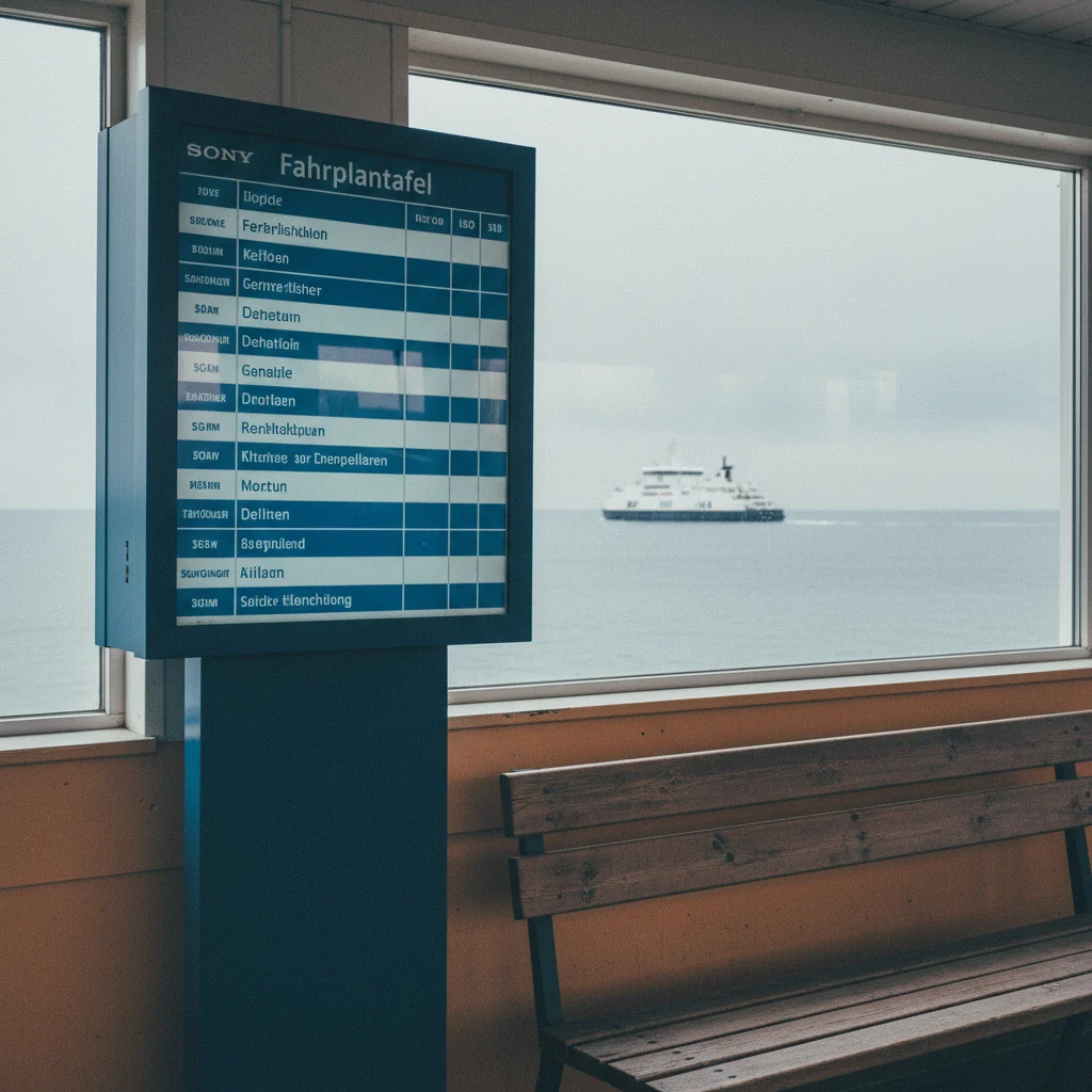 Fahrplantafel an einem dänischen Fährterminal