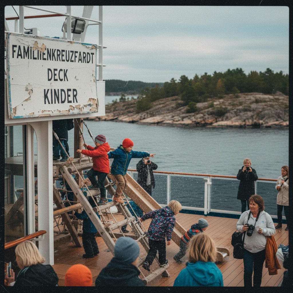 Kinder auf dem Deck eines Kreuzfahrtschiffs in Norwegen