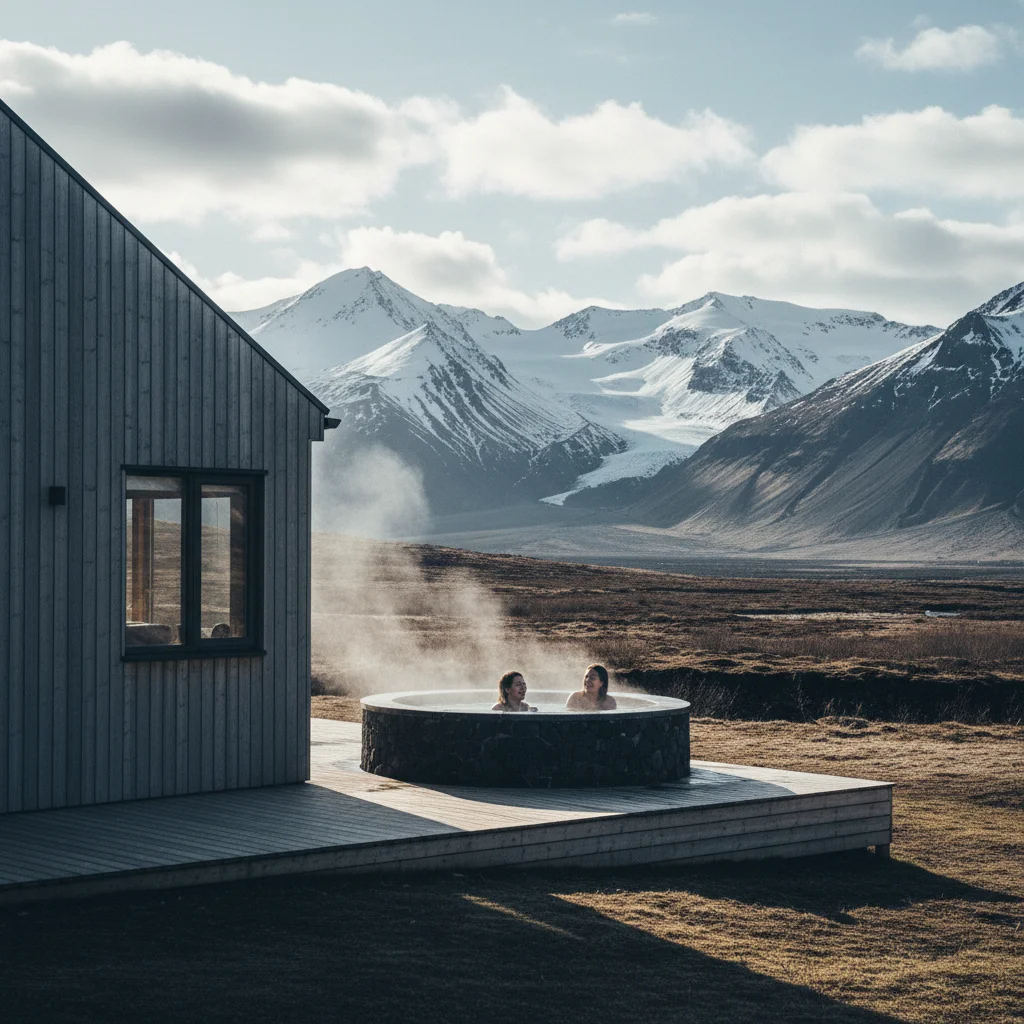 Ferienhaus auf Island mit Hot Tub und Bergpanorama