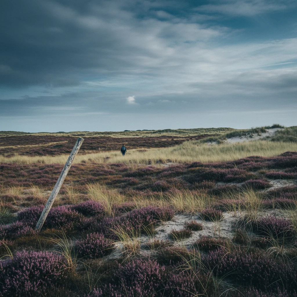 Dünenlandschaft mit Heidekraut auf Fanø