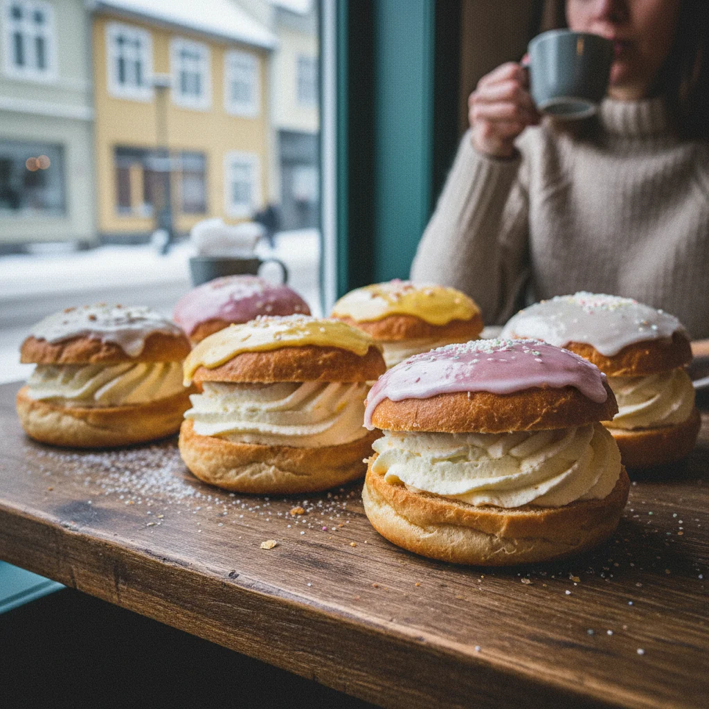 Dänische Fastelavnsboller mit Sahne und Glasur