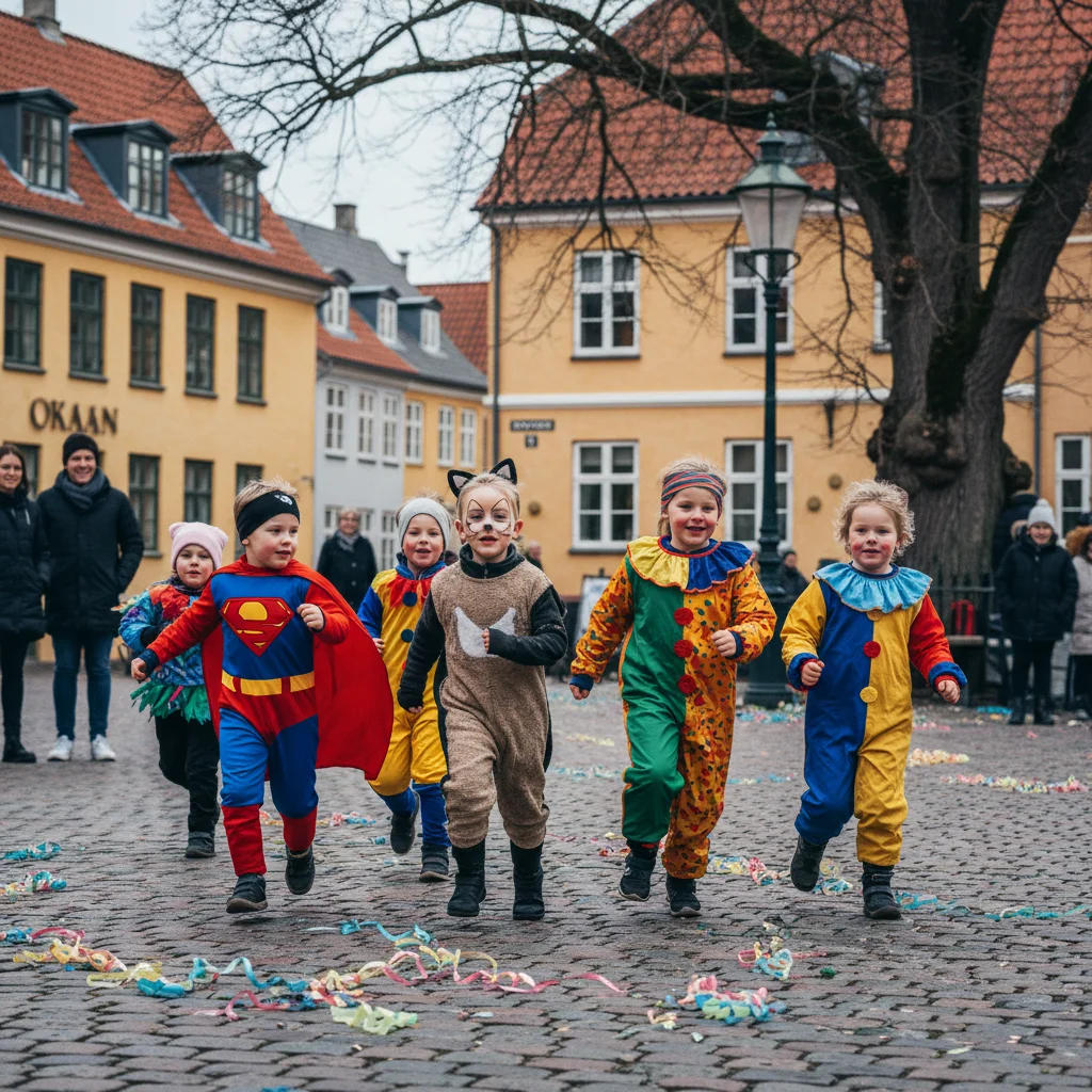Verkleidete Kinder beim dänischen Fastelavn