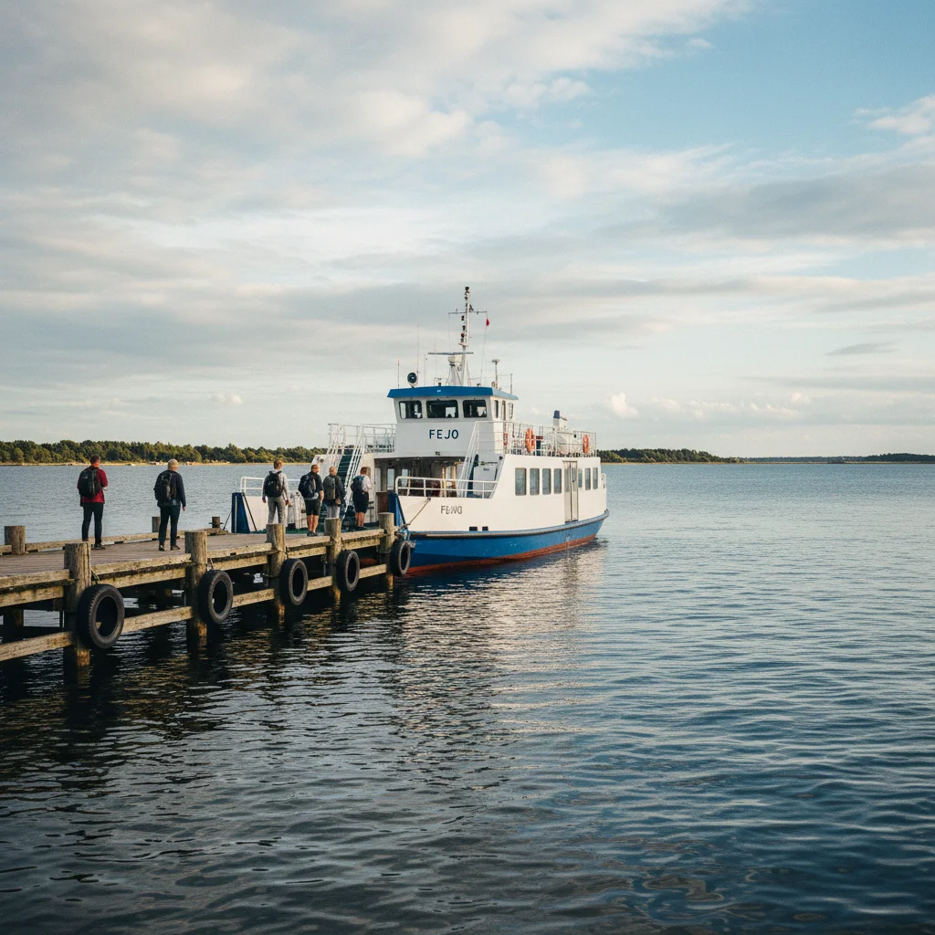 Die kleine Fähre nach Fejø am Anleger von Kragenæs auf Lolland