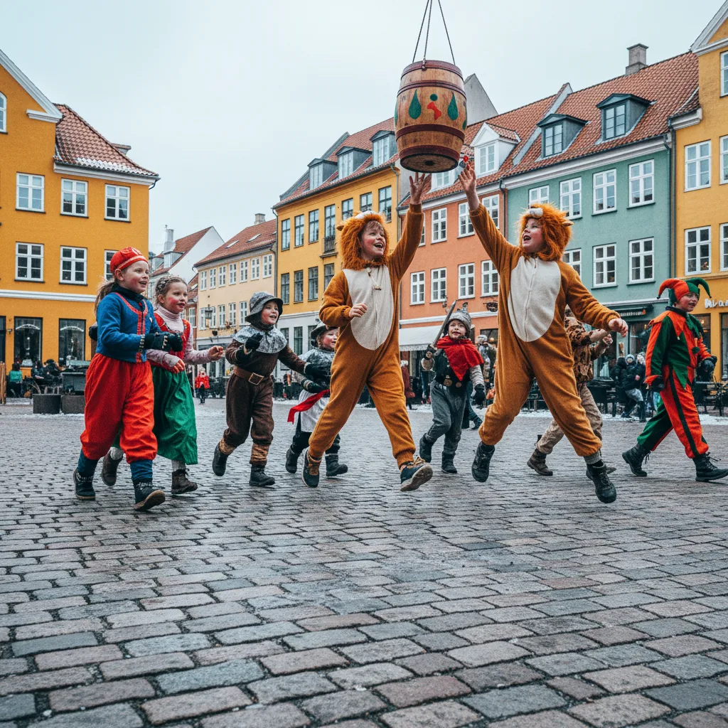 Verkleidete Kinder beim Fastelavn in Dänemark