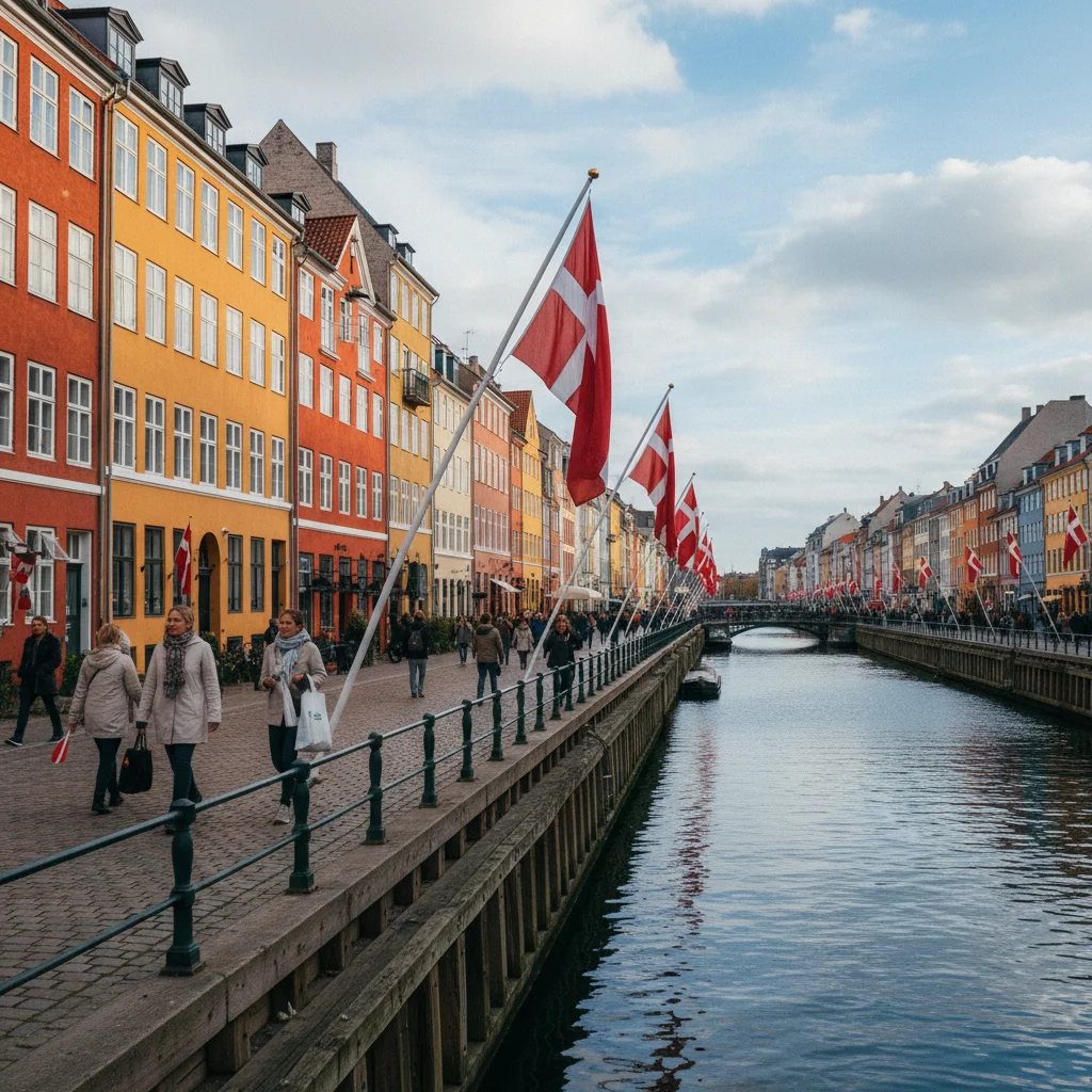 Dänische Flaggen am Grundlovsdag in Kopenhagen