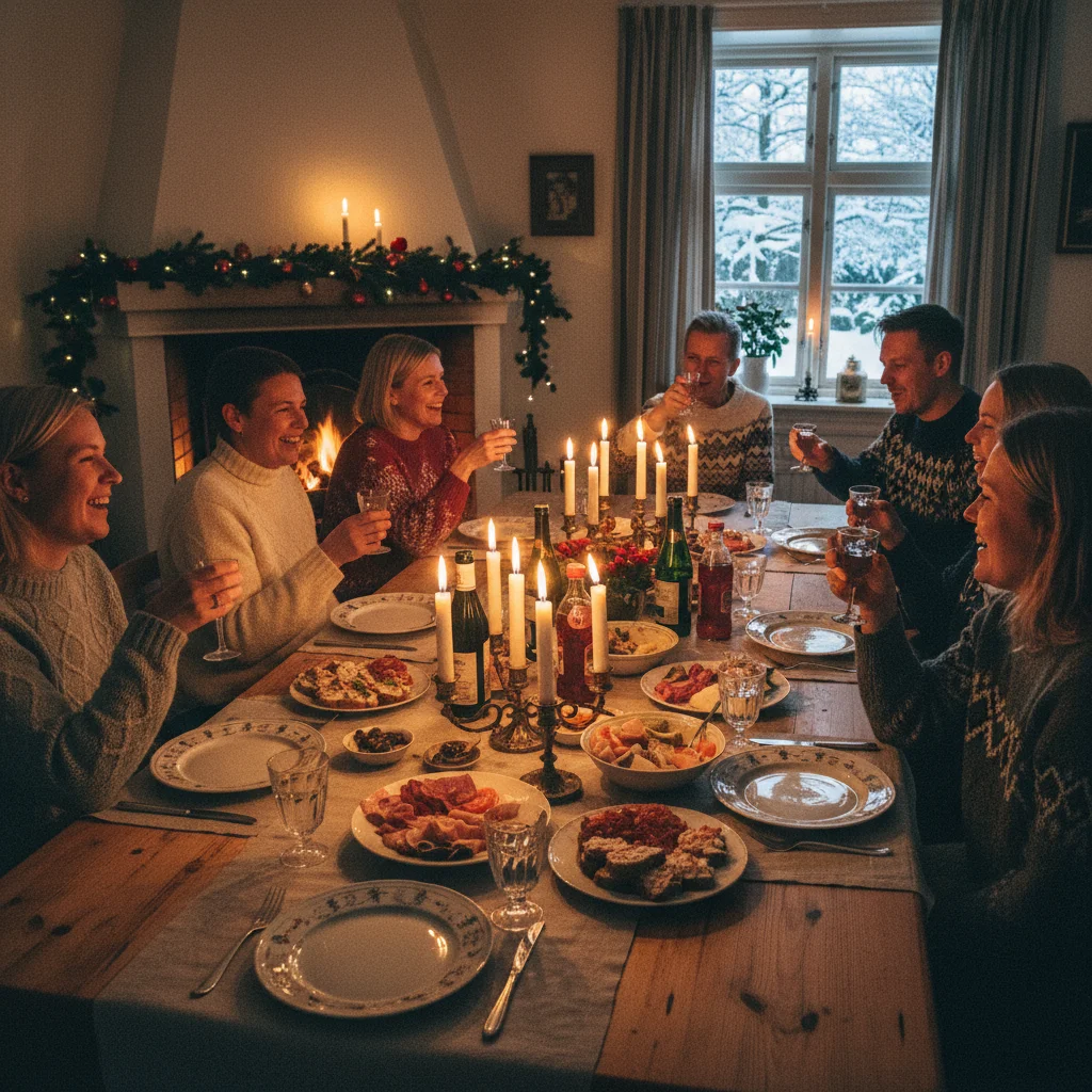 Gemütliches dänisches Weihnachtsfest mit Julefrokost und Kerzen