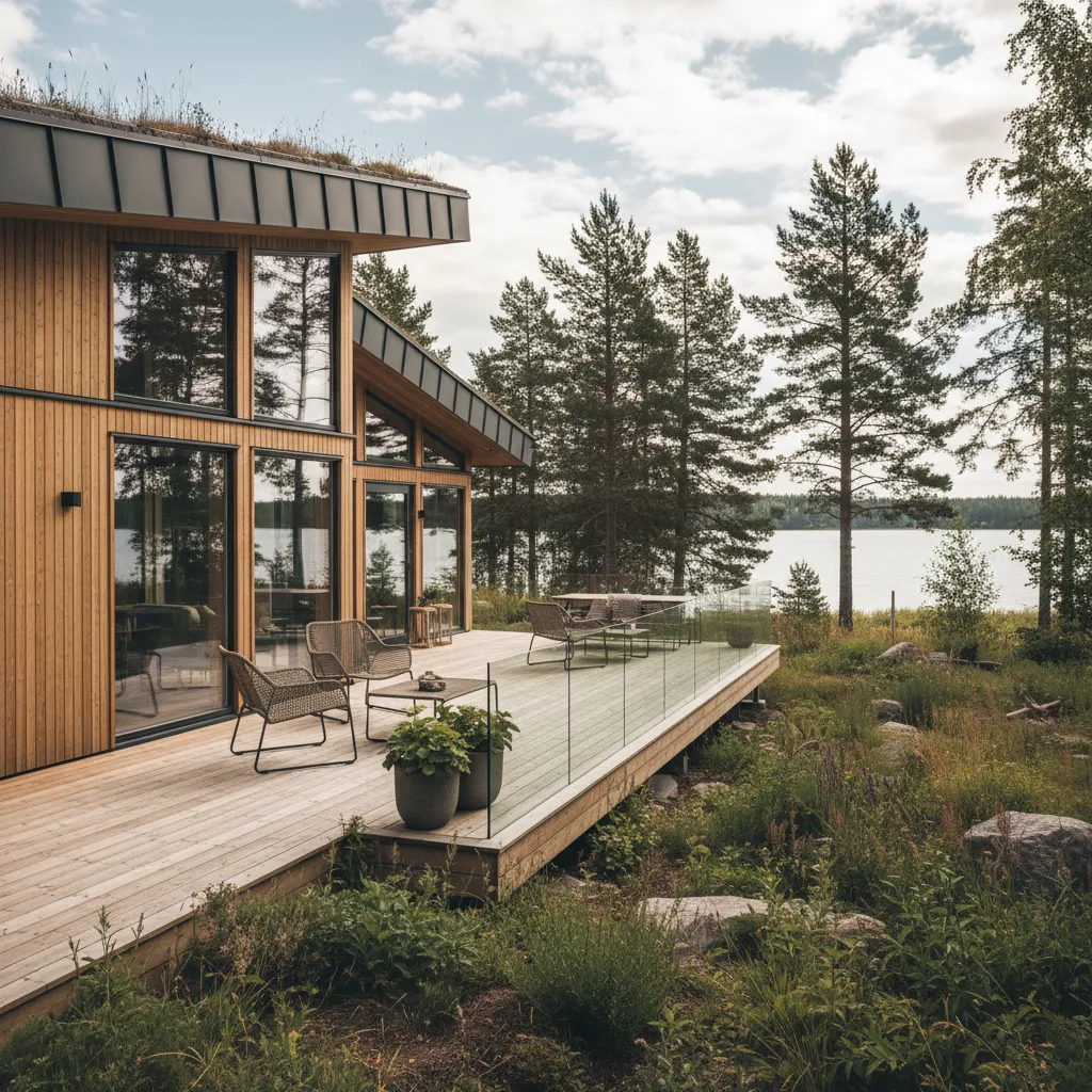 Modernes Ferienhaus mit Terrasse, typisch für Novasol-Premium-Häuser