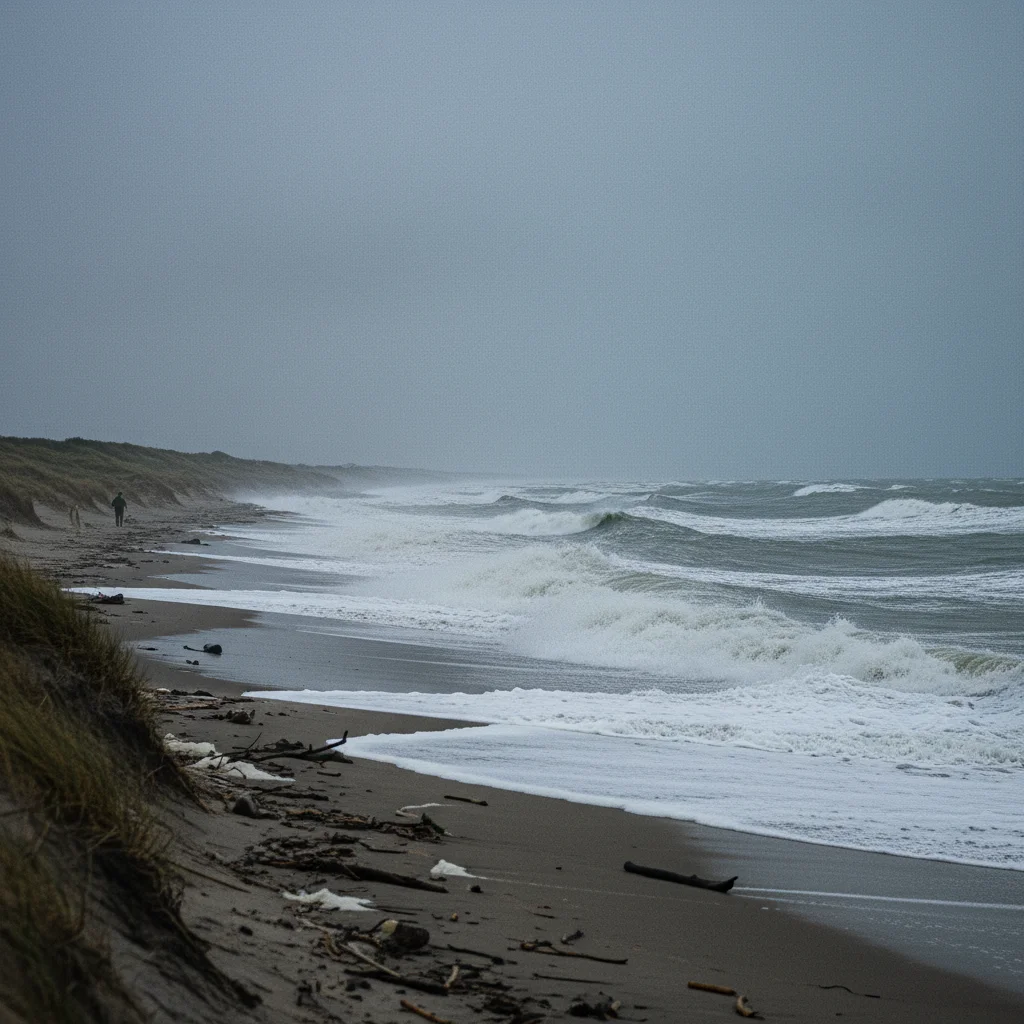Herbststurm an der dänischen Nordseeküste mit hohen Wellen
