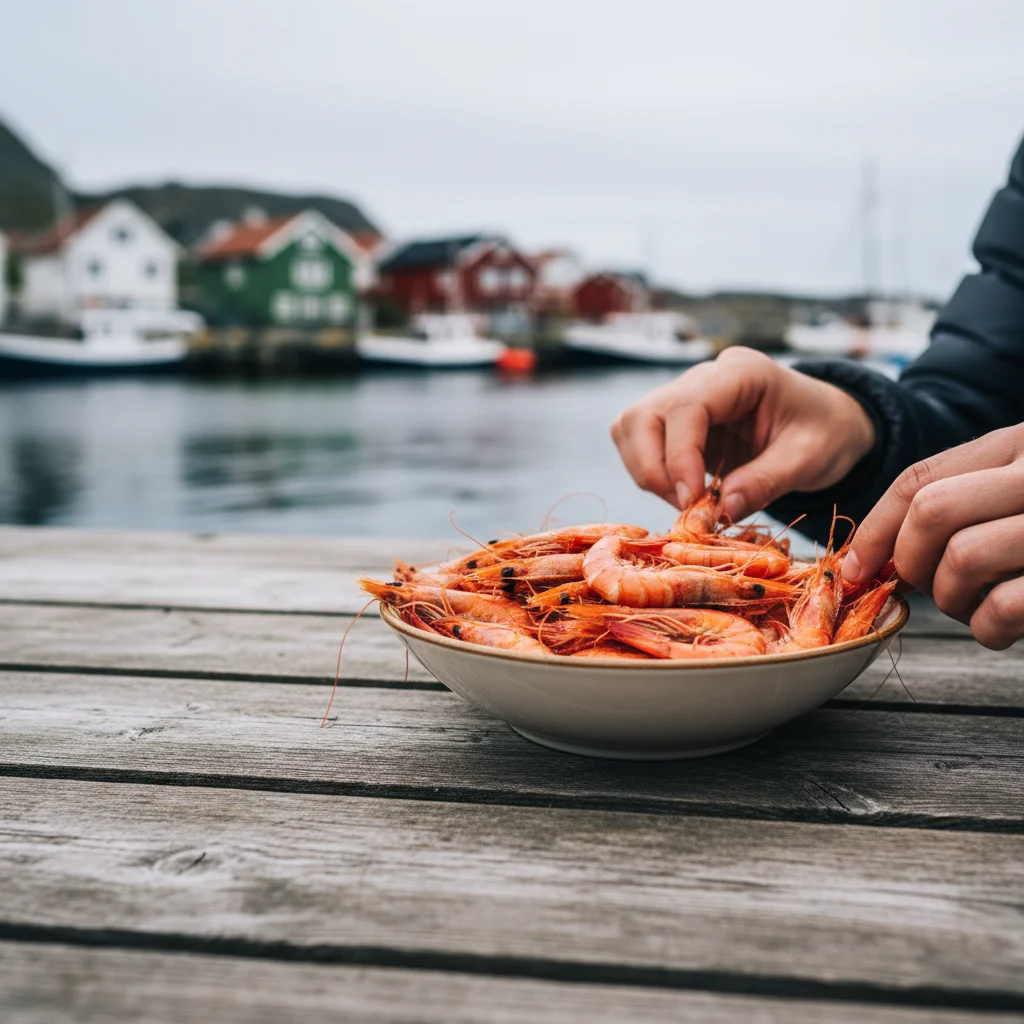 Frisch gefangene Nordseekrabben in einer Schale