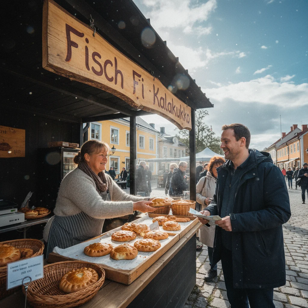 Traditioneller Kalakukko aus Kuopio, aufgeschnitten mit Fischfüllung