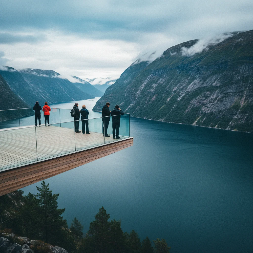 Die Stegastein Aussichtsplattform hoch über dem Aurlandsfjord
