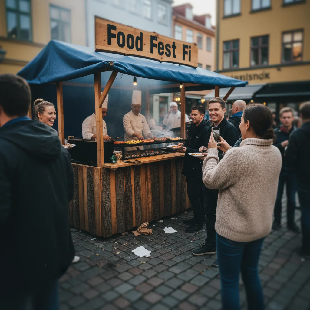 Finnischer Streetfood-Stand mit frisch zubereiteten Gerichten