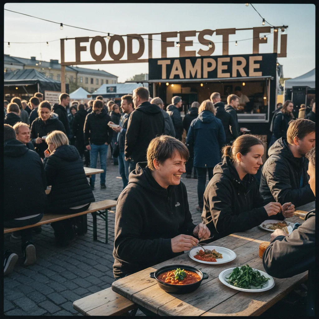 Food-Festival in Tampere mit Streetfood-Ständen und Besuchern