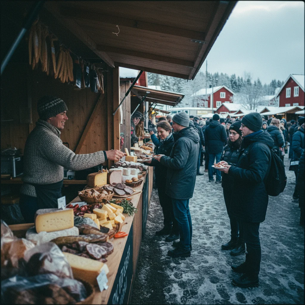 Trøndelag Food Festival in Trondheim mit Ständen am Nidelva-Flussufer