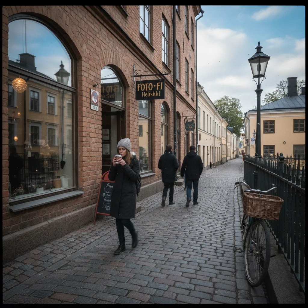 Architektonisches Detail in Helsinki mit Licht und Schatten