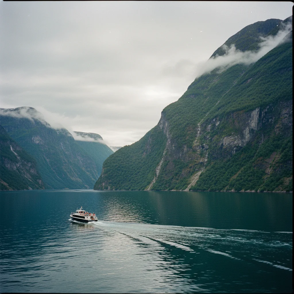 Der Geirangerfjord von einem erhöhten Aussichtspunkt