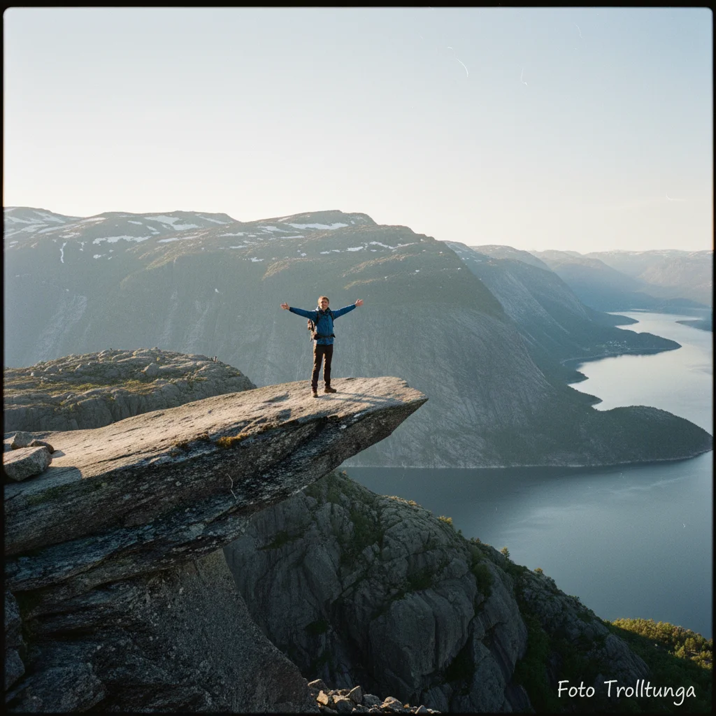 Die Trolltunga-Felszunge über dem Ringedalsvatnet