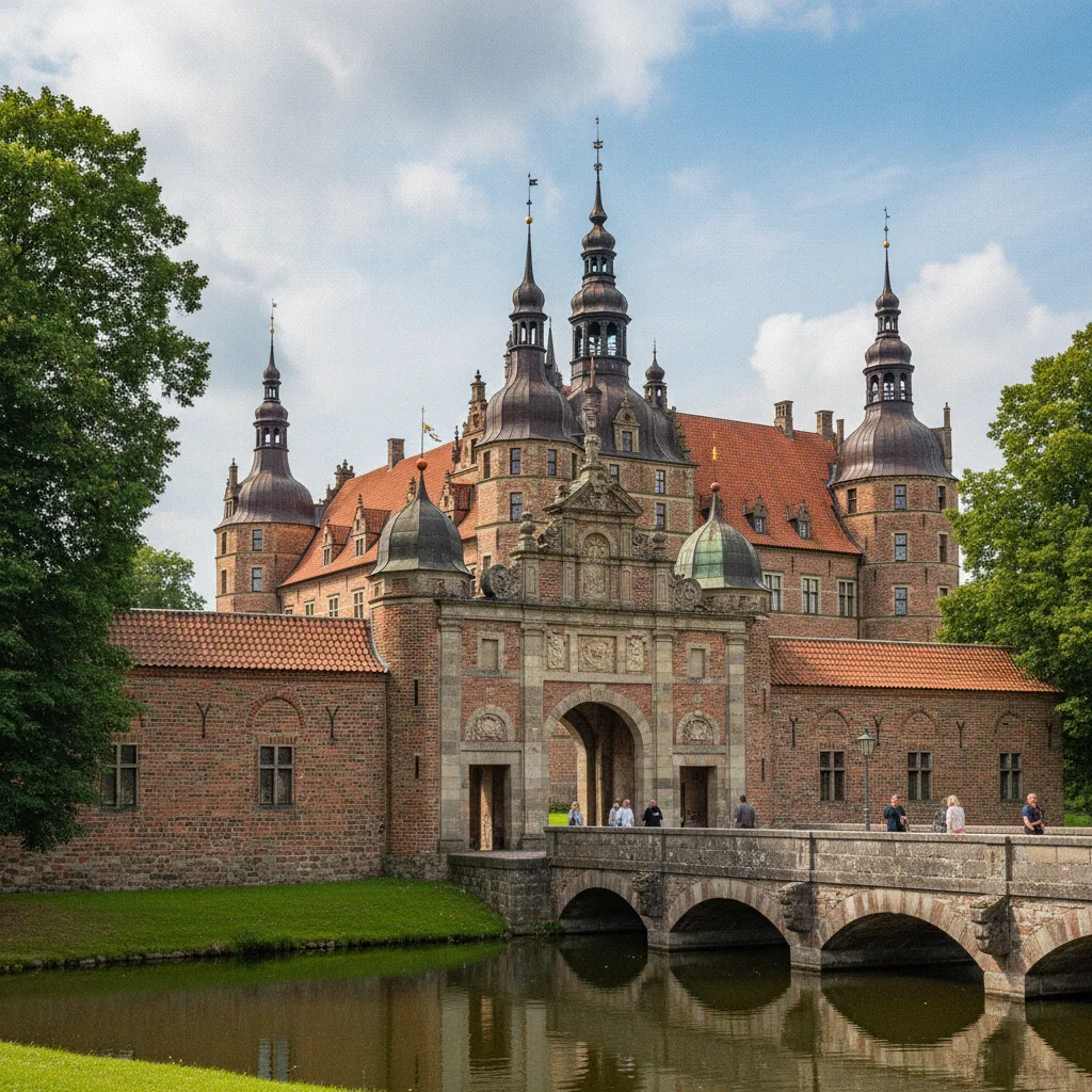 Schloss Frederiksborg Außenansicht mit Schlosstor und Türmen