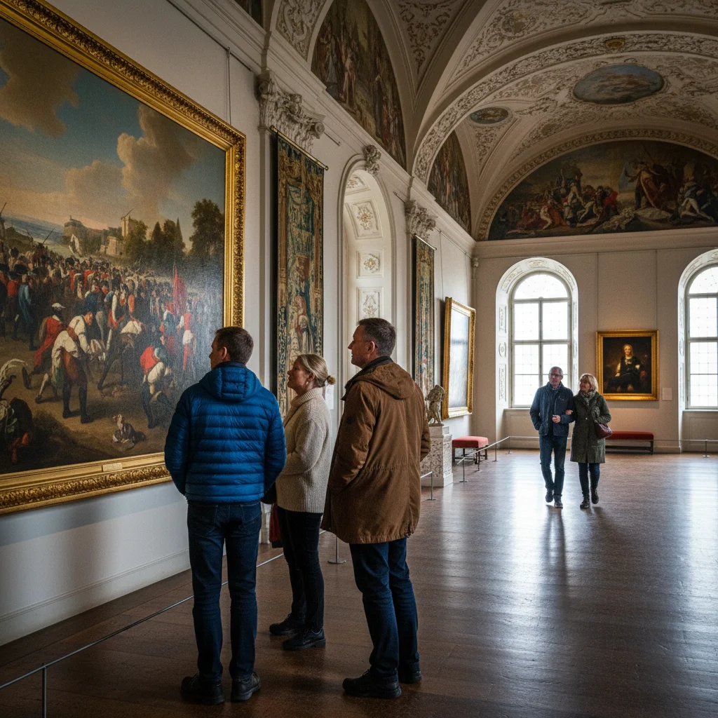 Museumsbesucher in einer Galerie von Schloss Frederiksborg