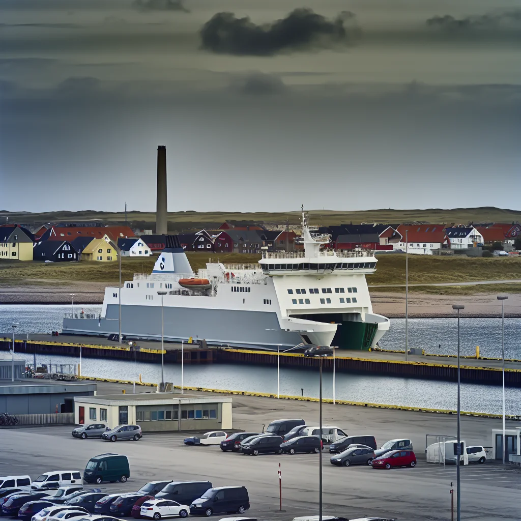 Der Hafen von Frederikshavn mit einer Fähre