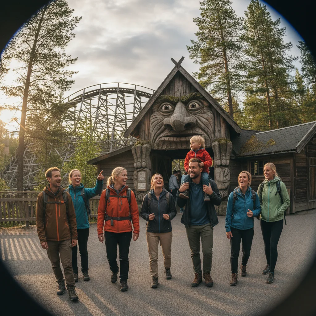 Hunderfossen Familienpark bei Lillehammer mit der großen Trollfigur am Eingang