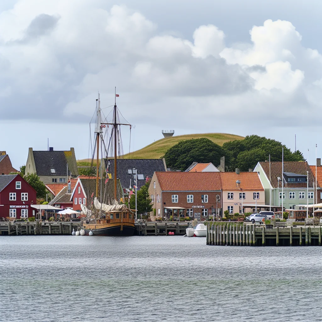 Hafen von Svendborg mit Segelschiffen und historischen Speicherhäusern
