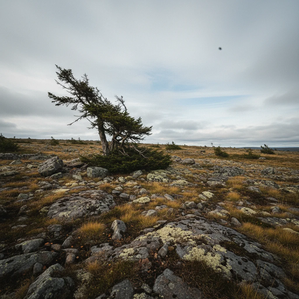 Old Tjikko, eine knorrige Fichte auf einer windgepeitschten Hochfläche im Fulufjället