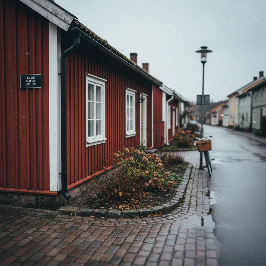 Das Joe Hill Museum in einem kleinen Holzhaus in Gävle