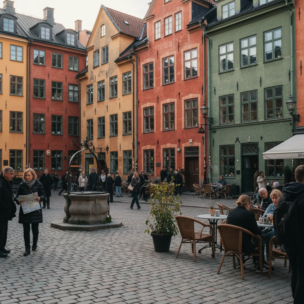 Der Stortorget-Platz in Gamla Stan mit den bunten historischen Giebelhäusern