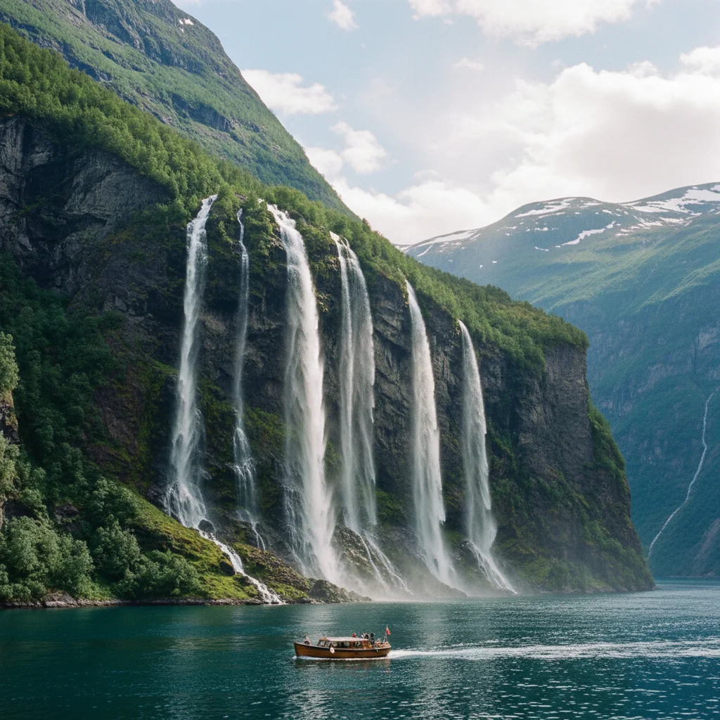 Wasserfall Die Sieben Schwestern am Geirangerfjord