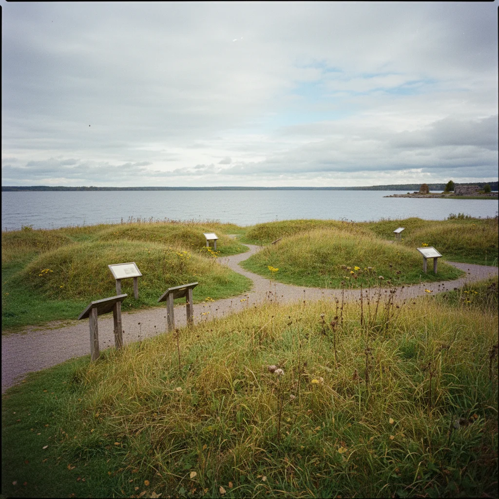 Archäologische Ausgrabungsstätte Birka auf der Insel Björkö im Mälarsee