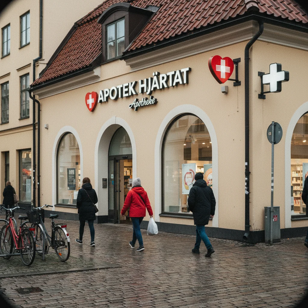Apotek Hjärtat Apotheke in einer schwedischen Innenstadt