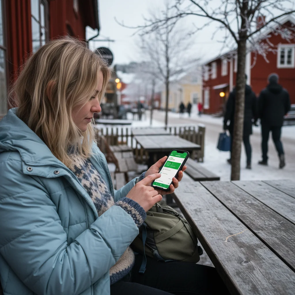 Person nutzt die 1177 Vårdguiden App auf dem Smartphone