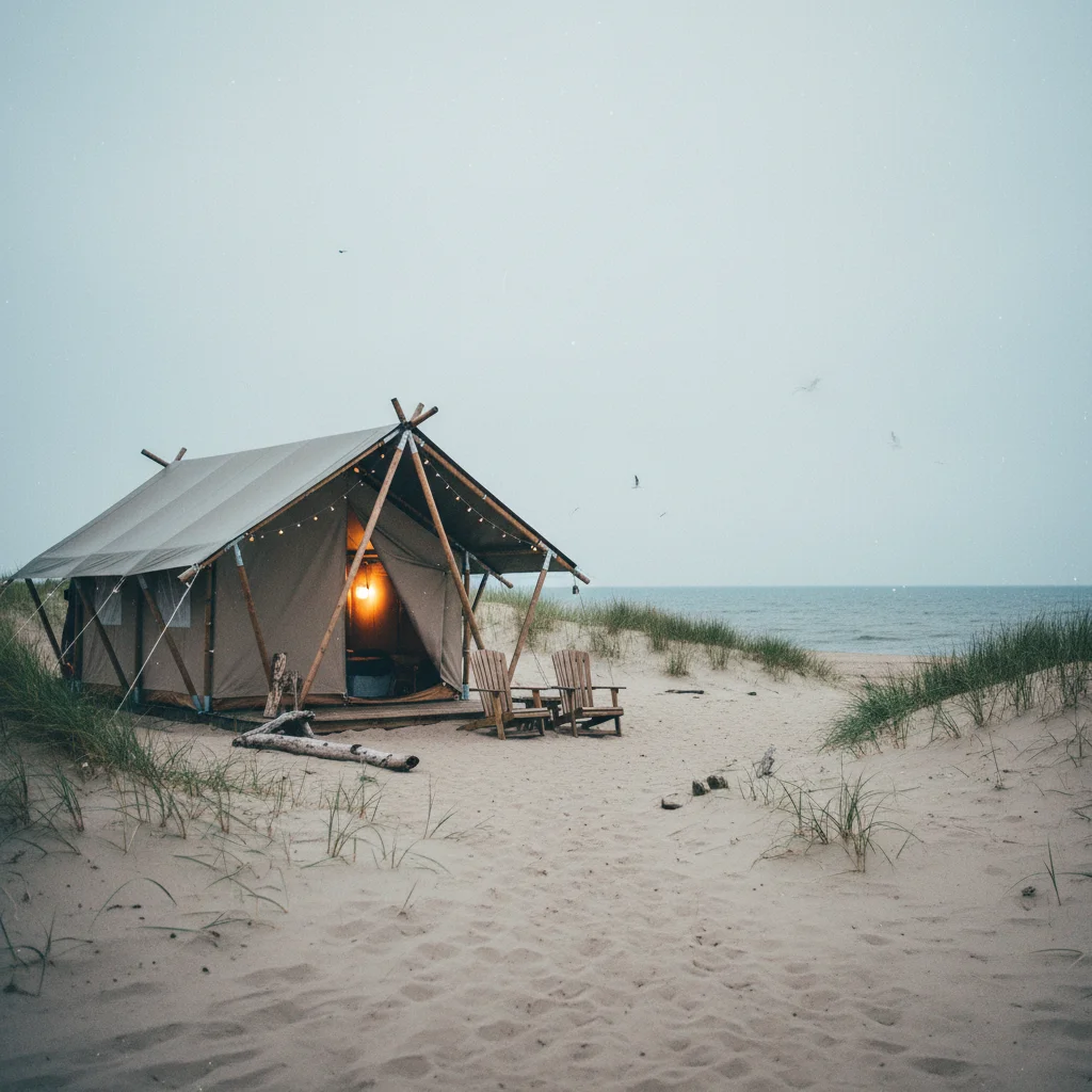 Glamping-Zelt in den Dünen an der dänischen Küste
