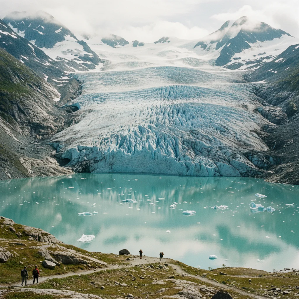 Panoramablick auf den Jostedalsbreen Gletscher in Westnorwegen