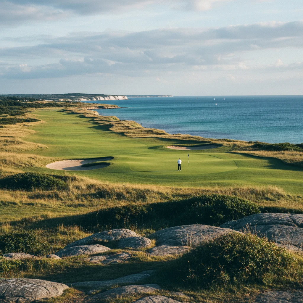Golfplatz auf Bornholm mit Ostseepanorama