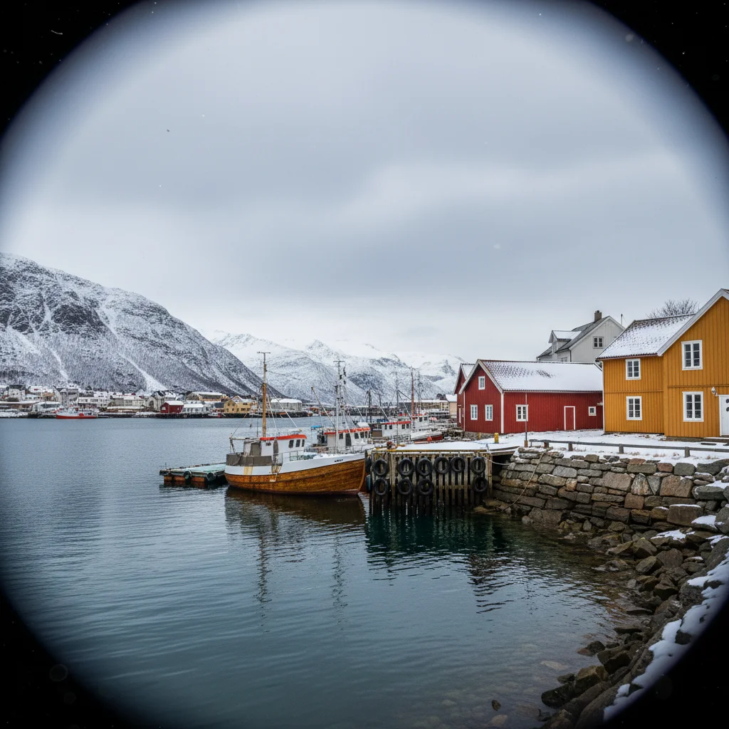 Hurtigruten-Schiff im Hafen von Kirkenes