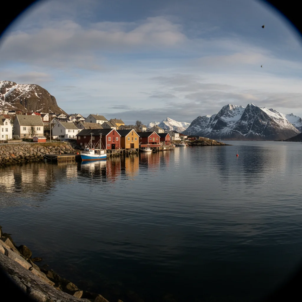 Hafen von Tromsø mit der Eismeerkathedrale im Hintergrund