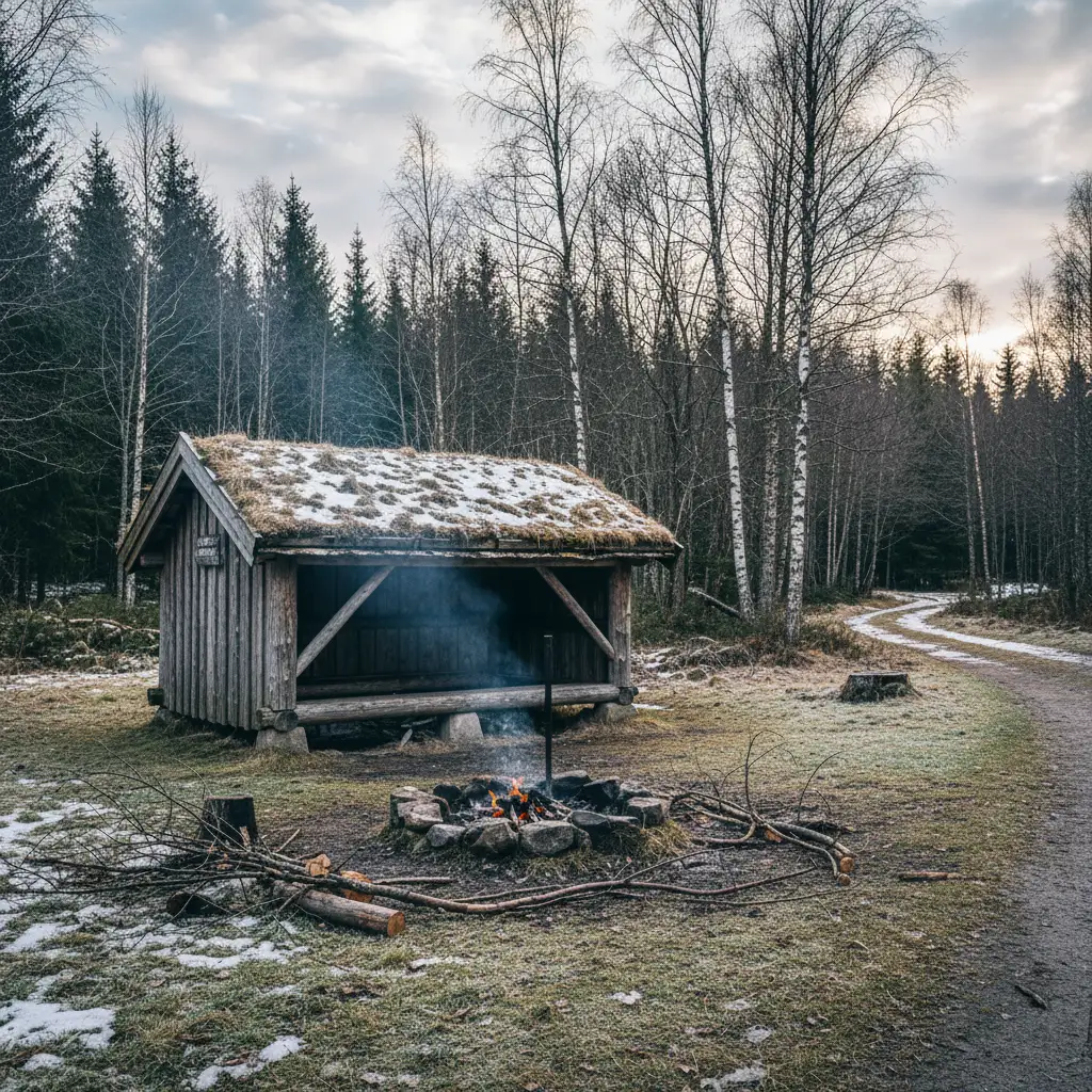 Shelter am Hærvejen mit Feuerstelle
