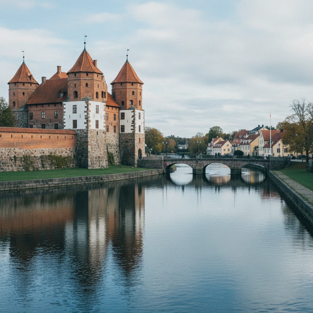 Halmstads Schloss am Nissan-Fluss mit historischer Fassade