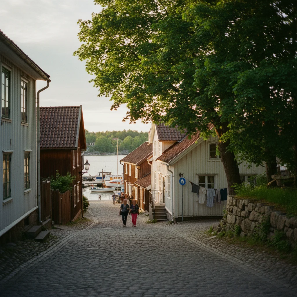 Marktplatz und Altstadt von Hanko im Sommer